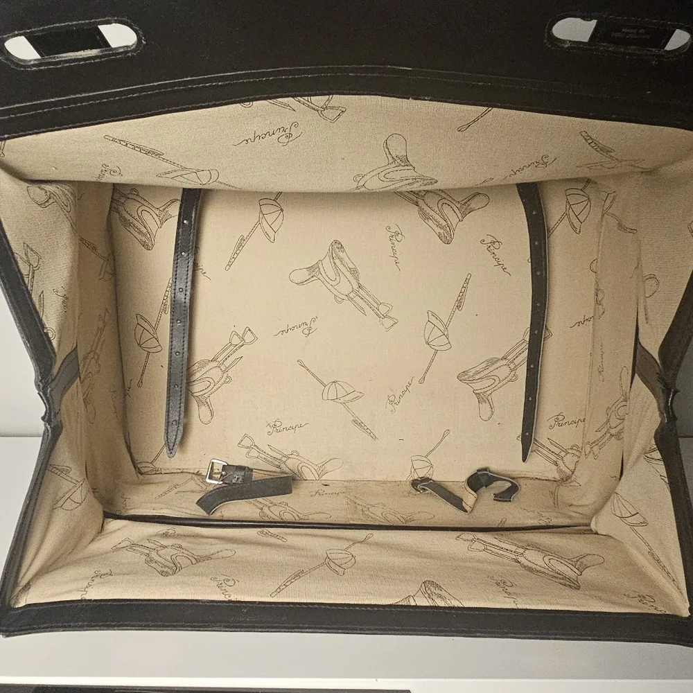 Vintage Principe Black Leather Briefcase Suitcase Luggage Buisness Bag